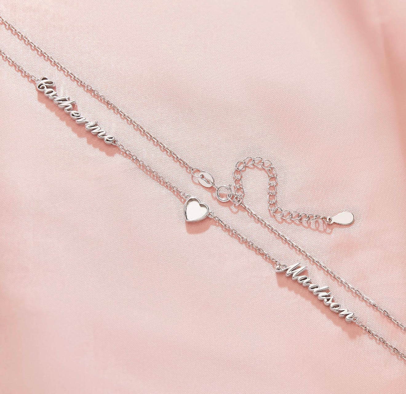 collier personnalisé avec le prénom de tes enfants et cœur en lait maternel, en argent925
